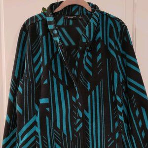 Susan Graver Turquoise & Black Fleece Jacket